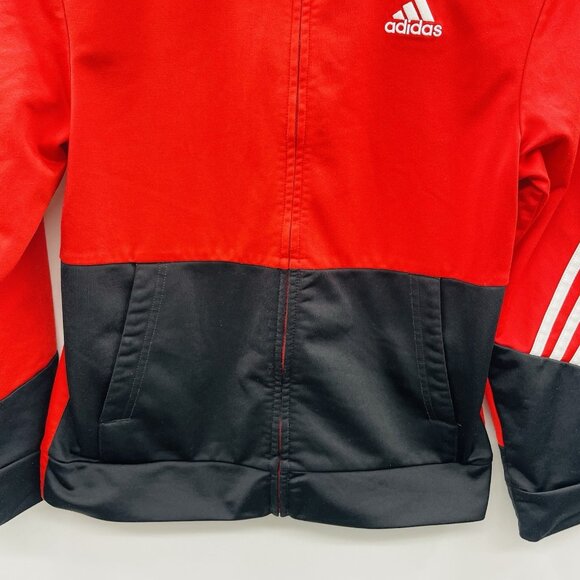 Adidas Youth Boys Large 10/12 Zippered Color Block Track Jacket in Red/Black 551 - Picture 3 of 7